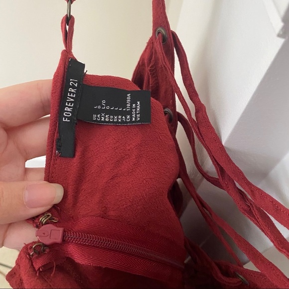 F21 Red Lace Up Flowy Tiered Tank Top - Picture 8 of 9